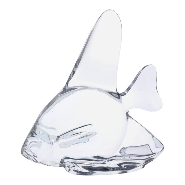 Pristine Large Steuben Crystal Angelfish Sculpture 10.5" Signed Rare Masterpiece For Sale