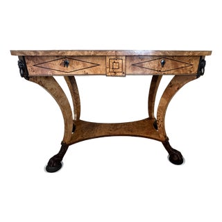 1990s Russian Empire Burl Popla Inlaid CenterTable For Sale