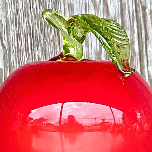 Vintage Postmodern Art Glass Apple For Sale In West Palm - Image 6 of 12