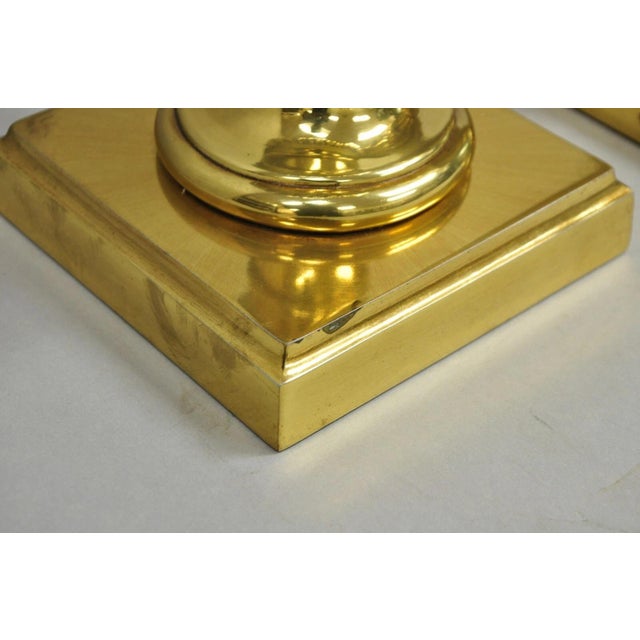 Gold Vintage French Empire Style Gold Brass Metal Urn Form Table Lamps - A Pair For Sale - Image 8 of 12