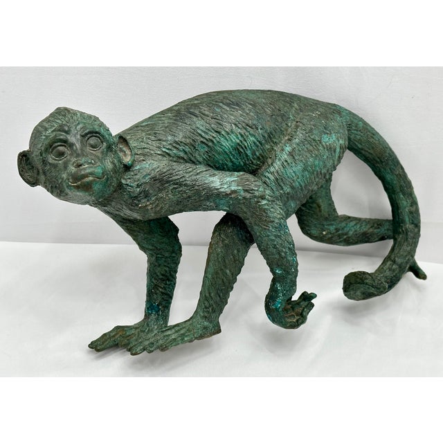 Great Looking & Decorative Vintage Mid Century Posing Monkey Figure - Heavy Solid Cast Bronze For Sale In Boston - Image 6 of 18