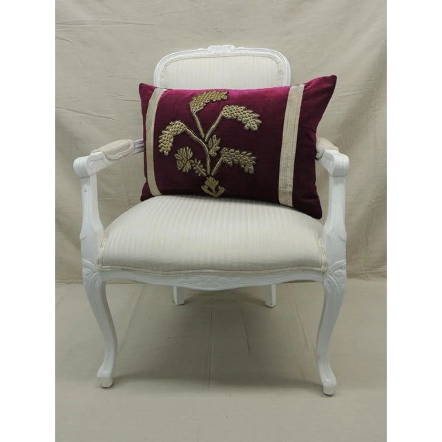 Red Antique Red & Silver Velvet Embroidery Applique Decorative Pillow For Sale - Image 8 of 10