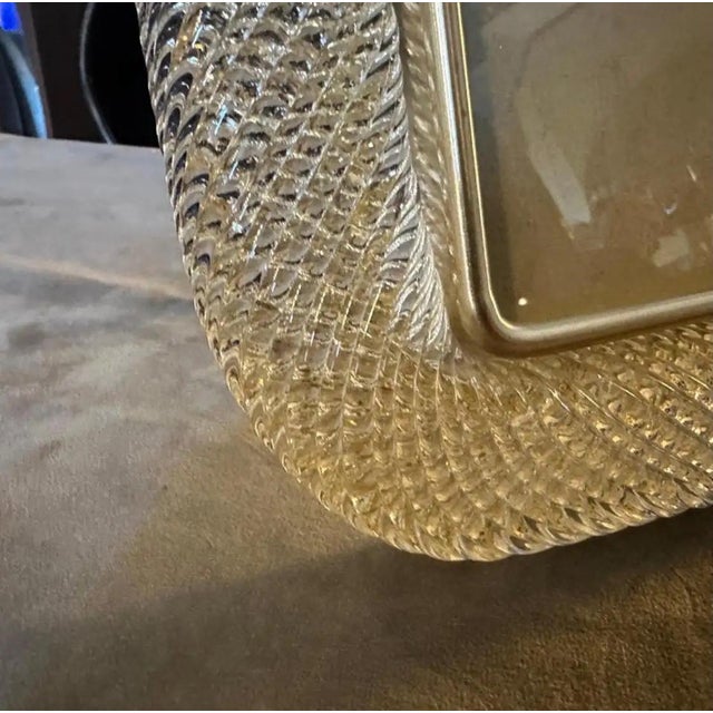 Art Deco 1980s Barovier Style Art Deco Gold and Clear Murano Glass Picture Frame For Sale - Image 3 of 10