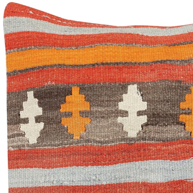 Traditional 19"x20" Vintage Kilim Cushion Cover. Turkish Accent Pillow. Throw Pillow Cover For Sale - Image 3 of 4