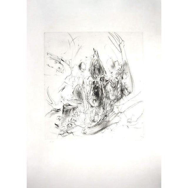 Image dimensions: 48.5 x 45.5 cm. Untitled is an original black and white etching realized by Miodrag Djuric in 1980. Hand...