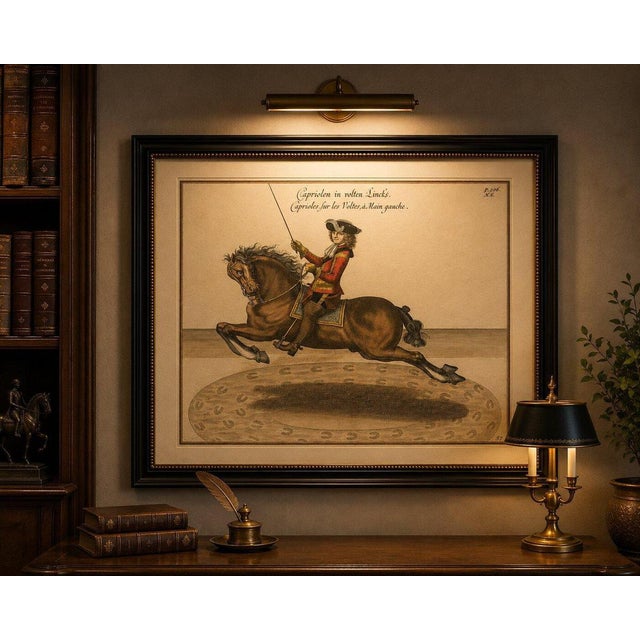Title: Baroque Dressage Horse Training Engraving, Newcastle Riding School 1700 : This rare and highly decorative original...