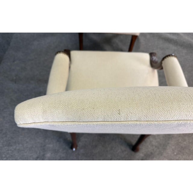 Late 20th Century Pair of Baker Furniture Stately Homes Gainsborough Arm Chairs in White For Sale - Image 15 of 17
