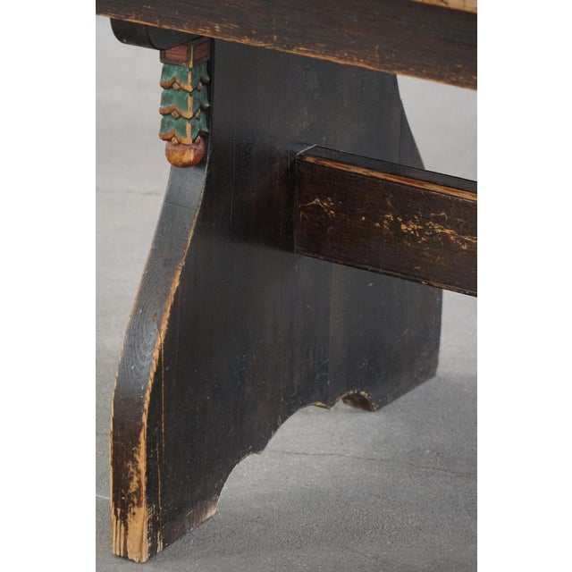 Scandinavian Rustic Folk Art Dining Table in Stained Pine, 1900s For Sale - Image 17 of 18