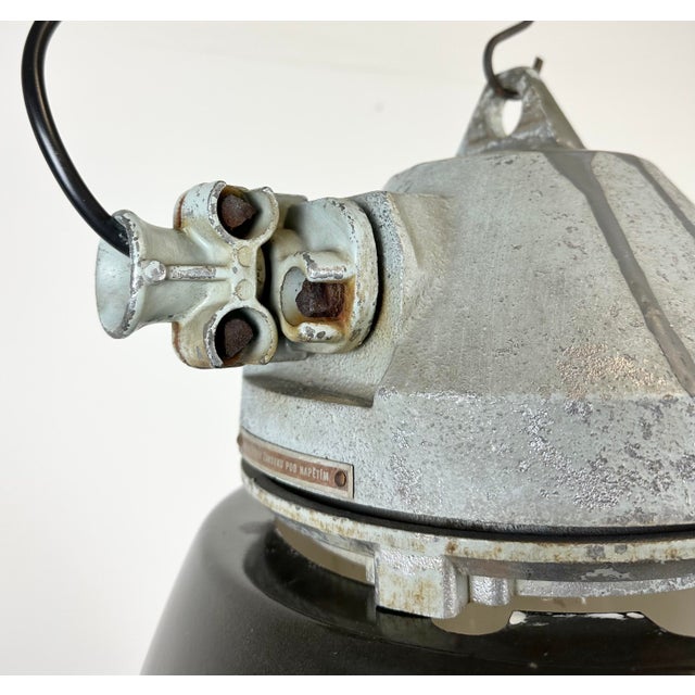 Black Industrial Explosion Proof Lamp with Black Enameled Shade from Elektrosvit, 1970s For Sale - Image 8 of 16