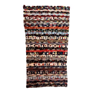 1990s Moroccan Authentic Flatweave Kilim Boucherouite Rug - 10.5 X 5.51 Ft For Sale