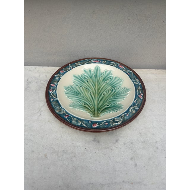 Rare 19th Century French Majolica Leaf Plate Longchamp.
