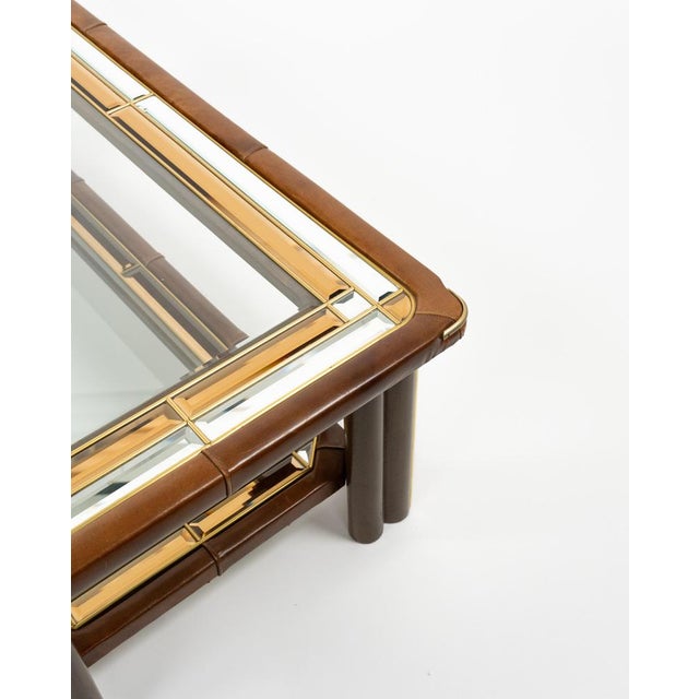 Mid-Century Modern Rectangular Coffee Table in Leather and Glass, 1970s For Sale - Image 14 of 18