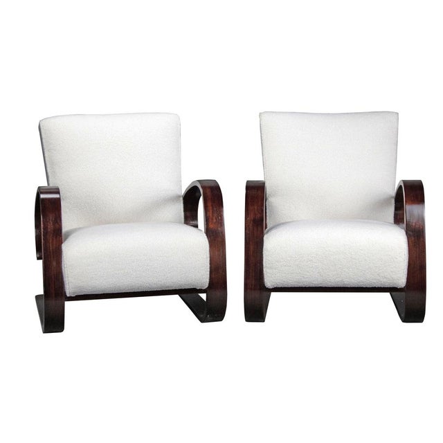 Set of Art Deco Armchairs attributed to Miroslav Navratil, 1930s For Sale - Image 4 of 9