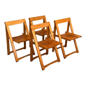 Aldo Jacober for Alberto Bazzani Wood Folding Chairs - Set of Four