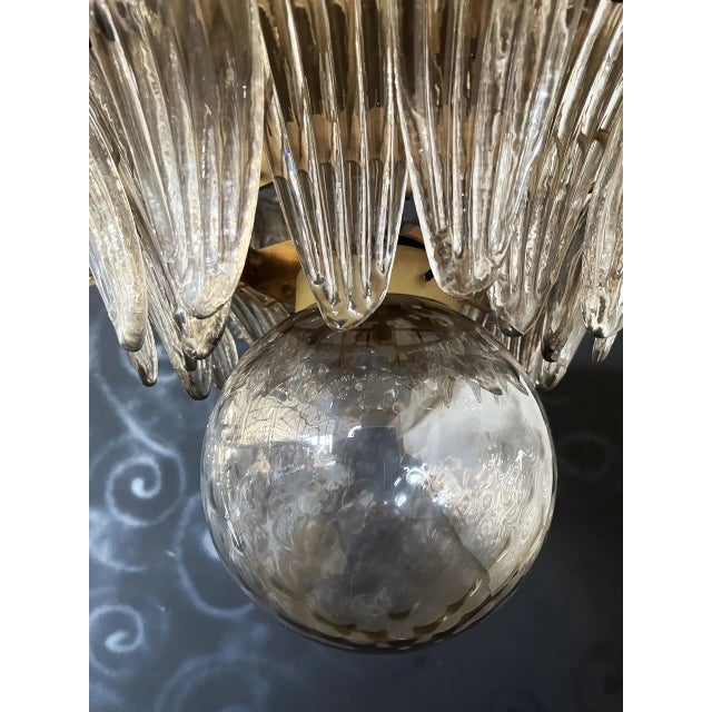 Murano Palmette Ceiling Light Three Levels, 104 Smoked Glasses For Sale - Image 4 of 10