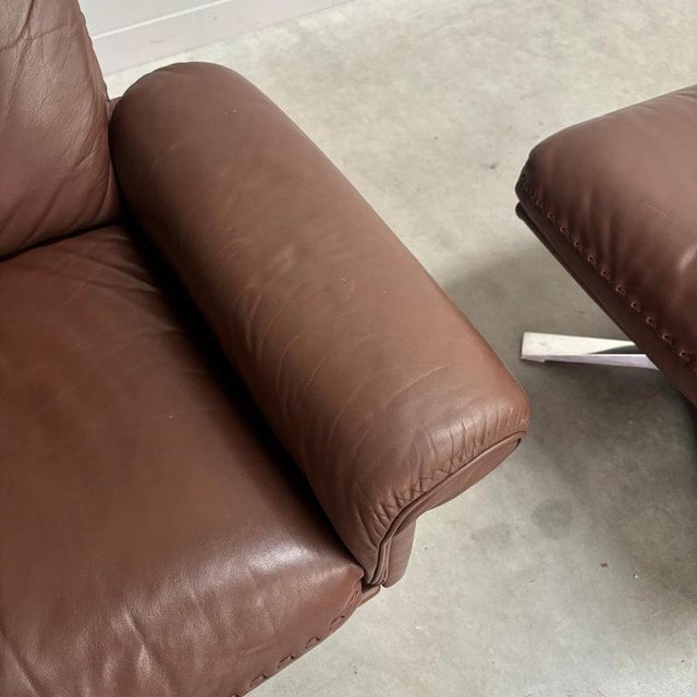 Brown Set of DS31 Lounge Chair with Ottoman from de Sede, Switzerland, 1970s For Sale - Image 8 of 14