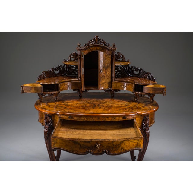 Antique Louis Philippe Walnut Vanity Desk, 1860 For Sale - Image 17 of 18