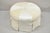 Decorator Modern Beige Upholstered Button Tufted Skirted 35" Round Ottoman For Sale - Image 12 of 12