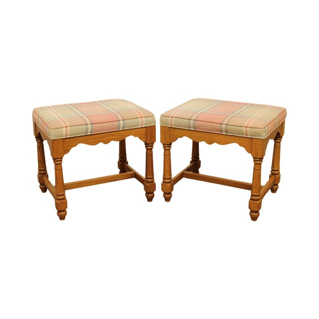 Ethan Allen Vintage Oak Benches, Stools A Pair Chairish