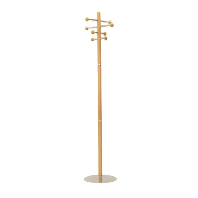 Floor standing coat rack. Chrome poles with a beech wood knob at each end to hold coats, hats, bags. Made in Italy. Solid...