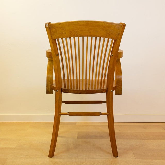 Industrial Oak Desk Chair, Spain, 1940s For Sale - Image 3 of 8