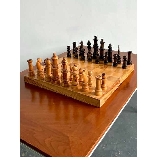 Vintage Boho Monumental Carved Wood Chess Board For Sale - Image 12 of 12