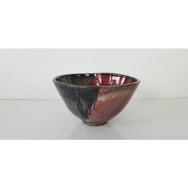 1980s Mindri Artistic Art Glaze Pottery Bowl For Sale - Image 10 of 11