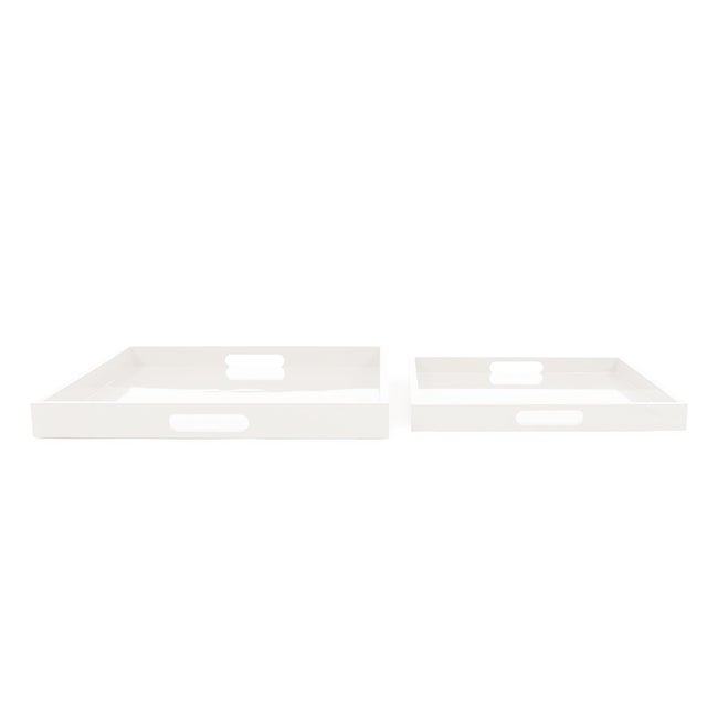 Kenneth Ludwig Chicago Saint Tropez Square Tray Set of 2 - Chalk For Sale - Image 4 of 10