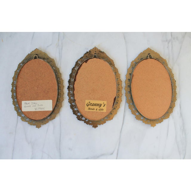 Vintage Framed Italian Silk Animal Wall Hangings - Set of 3 For Sale - Image 10 of 12