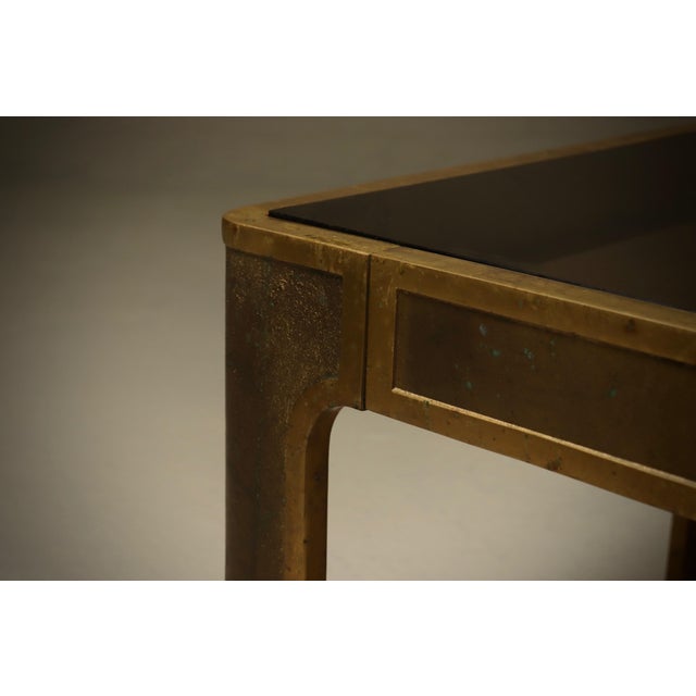 Mid-Century Modern Brutalist Cast Bronze Side Table by Peter Van Heeck, 1970s For Sale - Image 3 of 9