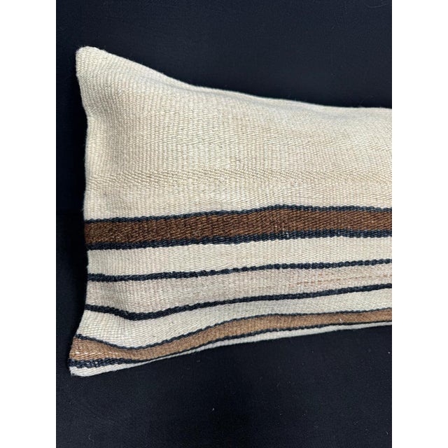 Turkish Hemp Pillow Cushion Natural Beige Brown Cushion Cover 14x40 #30477 Enhance your home decor with our Kilim Pillow...