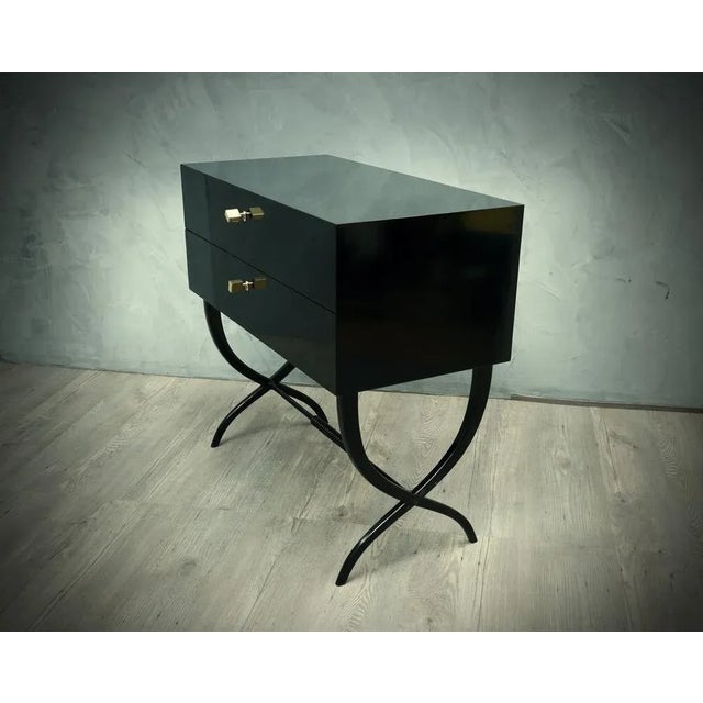 Mid-Century Black Commode with Brass Keys, 1970s For Sale - Image 4 of 10