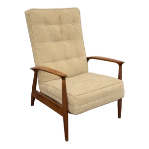 1950s Milo Baughman for James, Inc. Mid-Century Modern Walnut Upholstered Recliner