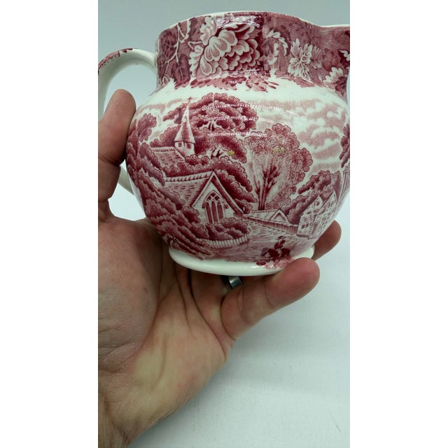 A Vintage Red Transferware Enoch Woods Creamer, "English Scenery", Circa 1950's For Sale - Image 9 of 12