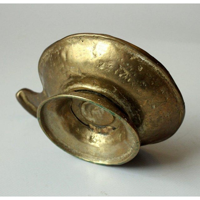 1960s 1960s - Handmade Brutalist Heavy Weight Brass Candle Stick - Vintage For Sale - Image 5 of 7