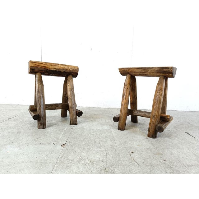 Vintage Wooden Stool, 1970s For Sale - Image 10 of 14