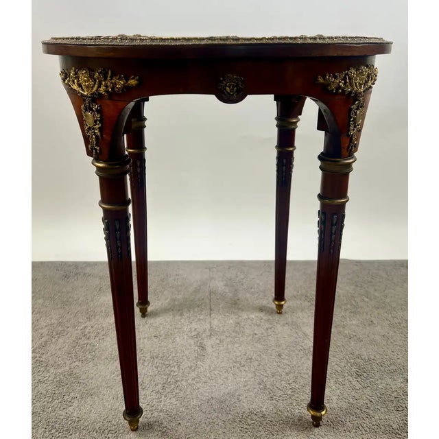 French 19th C French Louis XVI Mahogany & Bronze W Sèvres Style Portraits Salon Table For Sale - Image 3 of 18