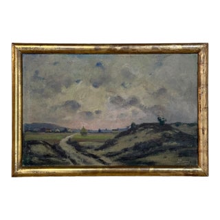 Framed Oil Painting on Canvas by Désiré Merny (1865–1947) 'Country Road at Dusk' For Sale