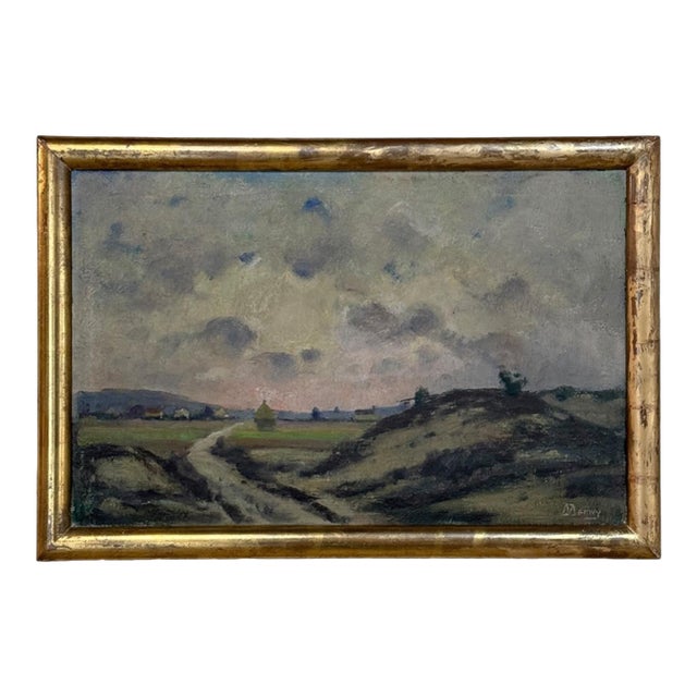 Framed Oil Painting on Canvas by Désiré Merny (1865–1947) 'Country Road at Dusk' For Sale