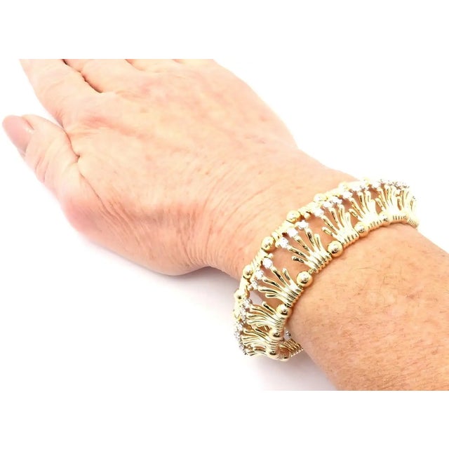 Tiffany and Co. Tiffany & Co. Jean Schlumberger Diamond Yellow Gold and Platinum Hands Bracelet For Sale - Image 4 of 12