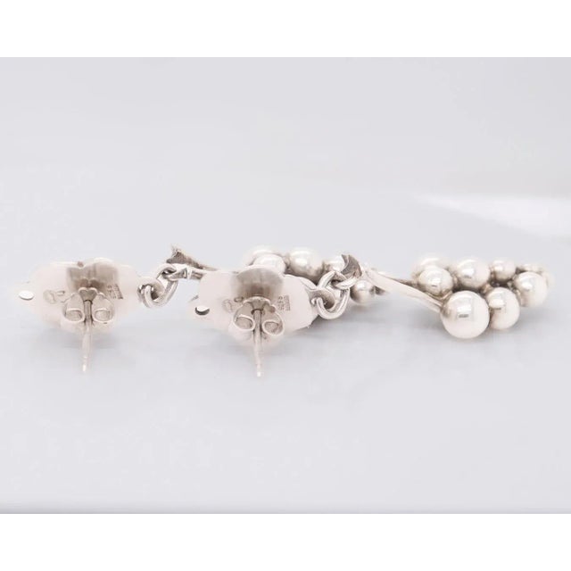 Art Deco Vintage Georg Jensen Sterling Silver "Grapes" Screwback Earrings No. 40 - 2 Pieces For Sale - Image 3 of 12