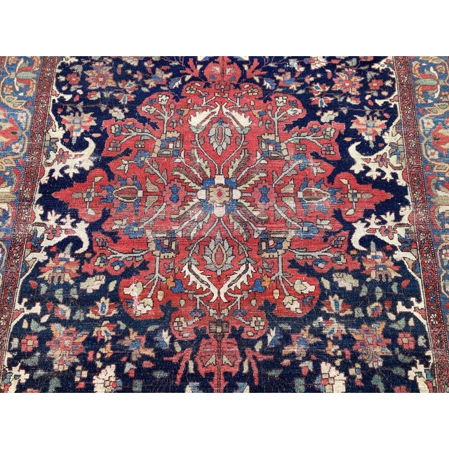 19th Century Antique Malayer Rug in Wool, 1890s For Sale - Image 5 of 13