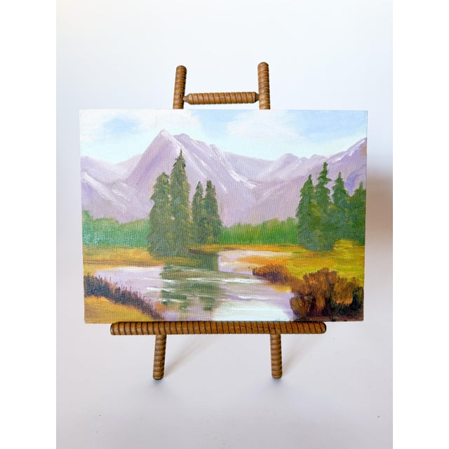 Wood Impressionist Landscape Painting in Modern Maple Gallery Frame For Sale - Image 7 of 8