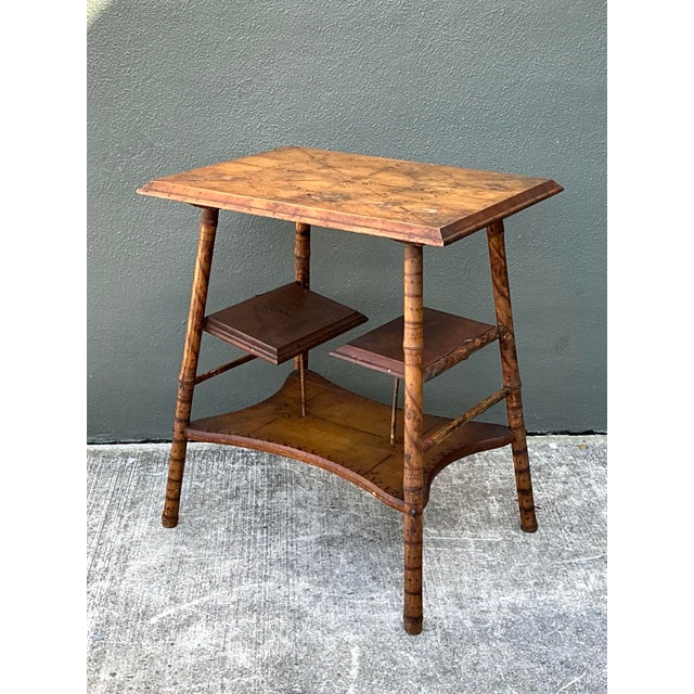 Vintage Tortoise Bamboo Side Table For Sale - Image 10 of 12