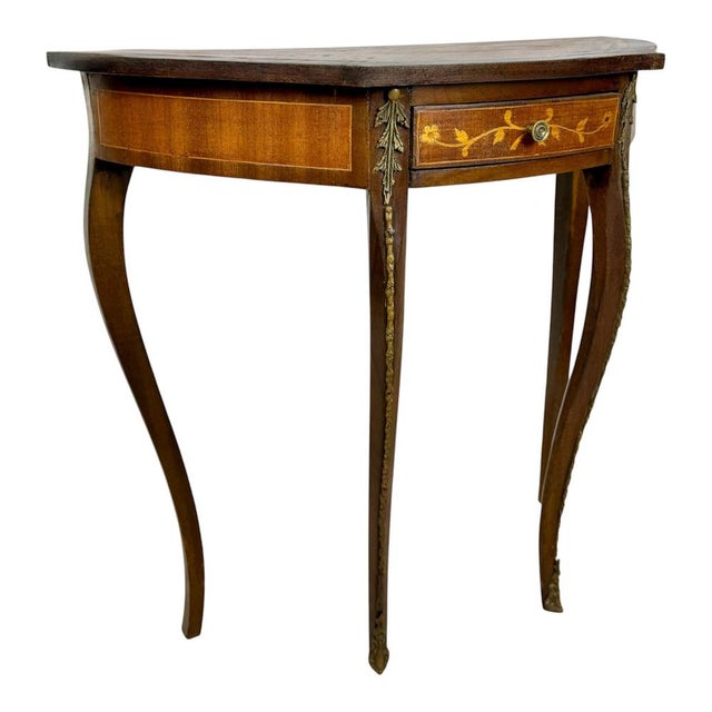 Louis XVI French Marquetry Console Table with Bronze Mounts, 1950 For Sale - Image 14 of 14