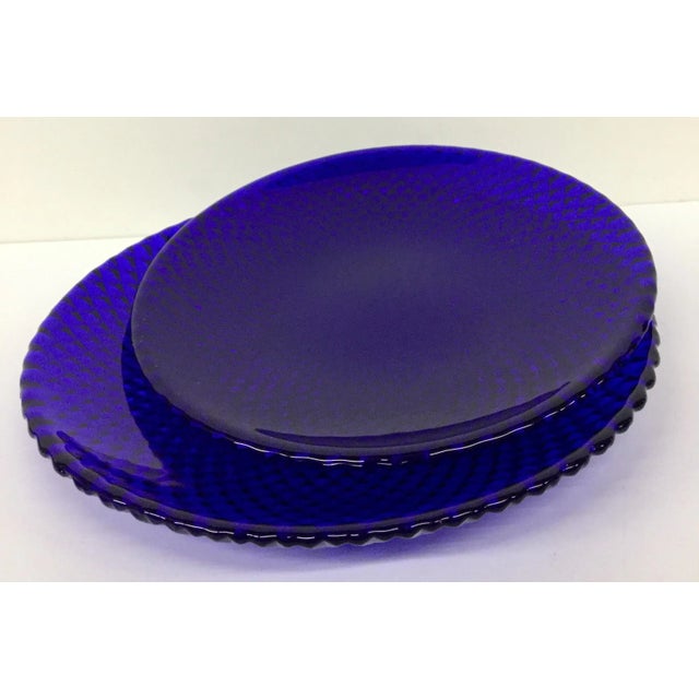 Transparent Vintage Colbalt Diamond Back Plates - a Pair For Sale - Image 8 of 11