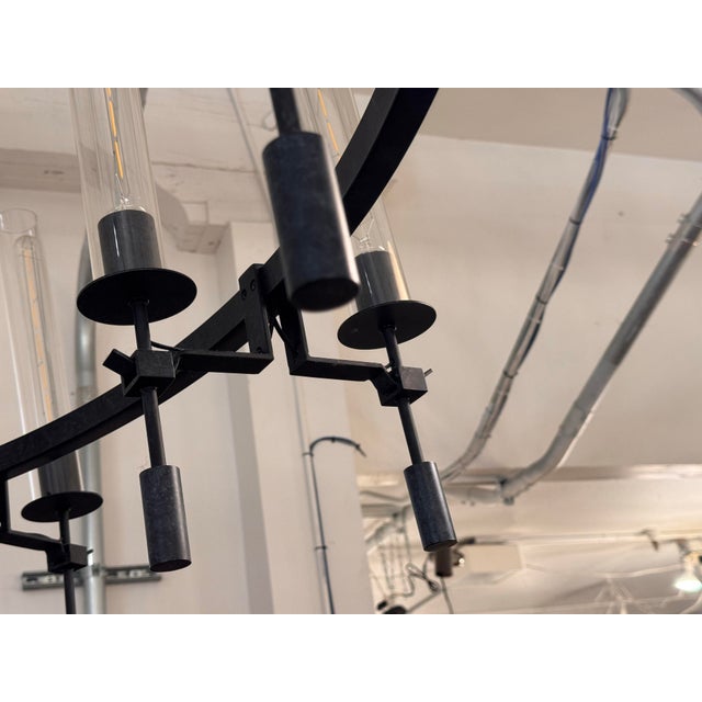 Jonathan Browning Industrial Restoration Hardware Fontanelle Round Chandelier For Sale - Image 10 of 12