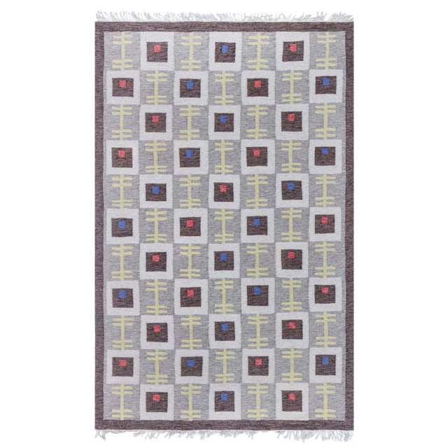 Doris Leslie Blau Vintage Swedish Flat Woven Rug For Sale