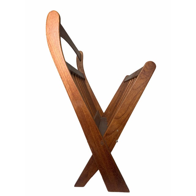 1970s Danish Modern Folding Teak Magazine Rack For Sale - Image 4 of 13
