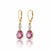 Modern 14k Yellow Gold Lever Back Hoop Earrings With Pink Topaz & Diamond Accents, A Pair For Sale - Image 3 of 8